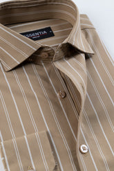 Khaki Stripe Men's Dress Shirt